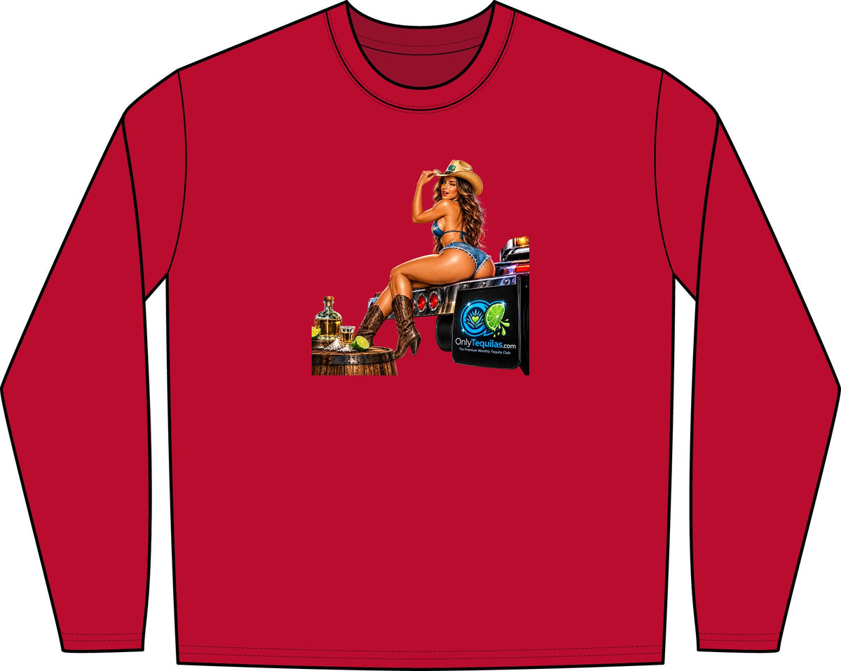 Only Tequilas Long Sleeve Tee — Retro Pinup Tequila Graphic Shirt