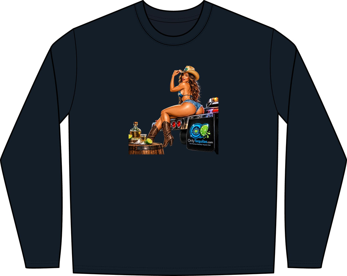 Only Tequilas Long Sleeve Tee — Retro Pinup Tequila Graphic Shirt