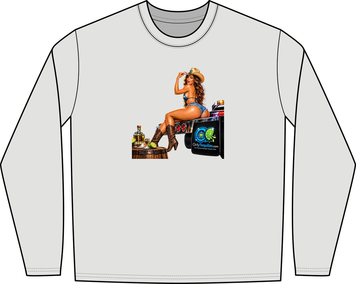 Only Tequilas Long Sleeve Tee — Retro Pinup Tequila Graphic Shirt