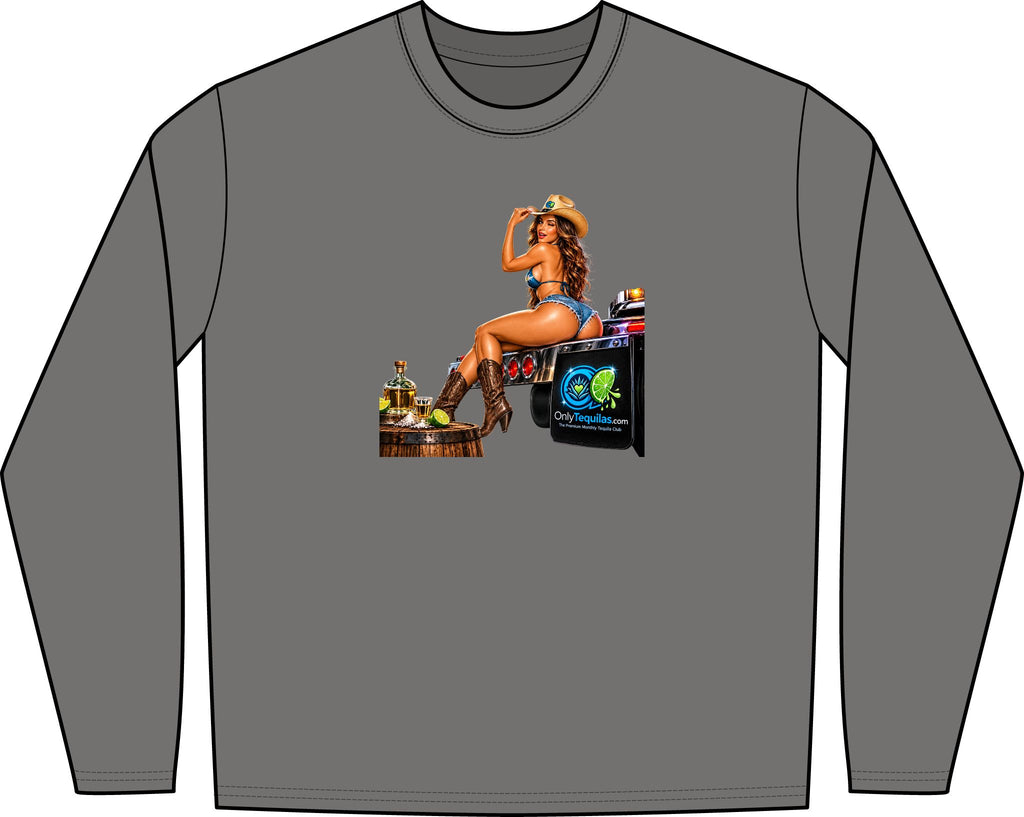 Only Tequilas Long Sleeve Tee — Retro Pinup Tequila Graphic Shirt