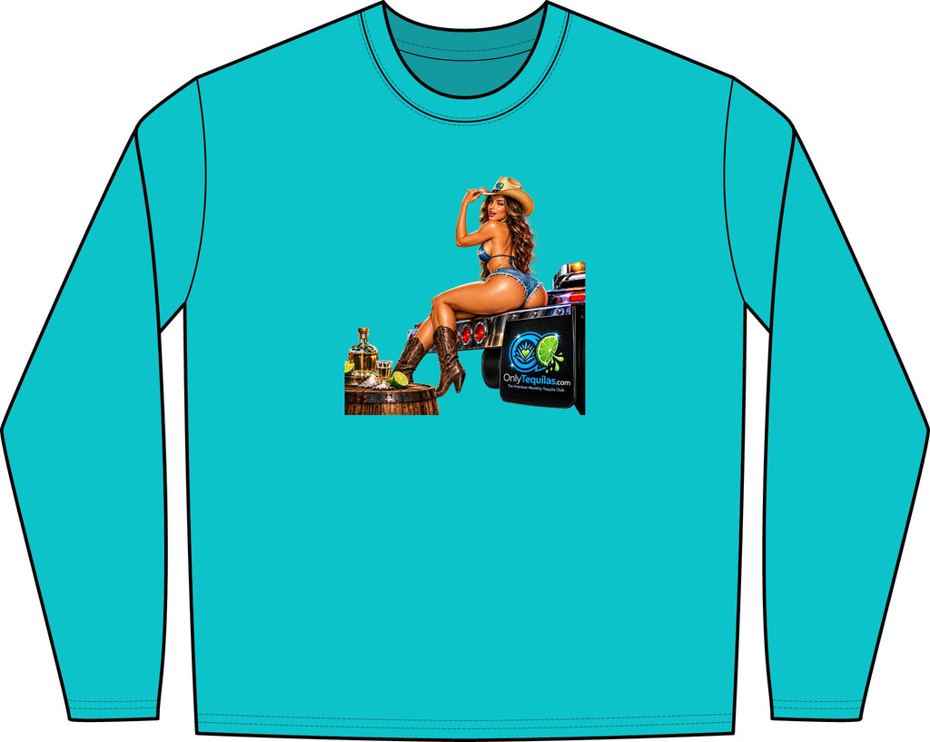 Only Tequilas Long Sleeve Tee — Retro Pinup Tequila Graphic Shirt