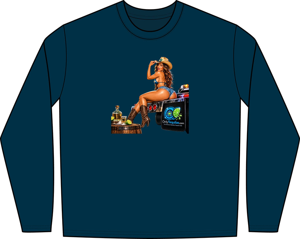 Only Tequilas Long Sleeve Tee — Retro Pinup Tequila Graphic Shirt