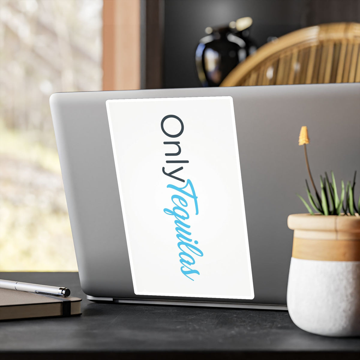 Kiss-Cut Vinyl Decal — "Only Tequilas" Vertical Logo Sticker (Blue & Black)