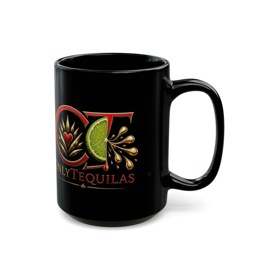 Only Tequilas Black Ceramic Mug – Lime & Agave Bar Coffee Cup (11oz, 15oz)