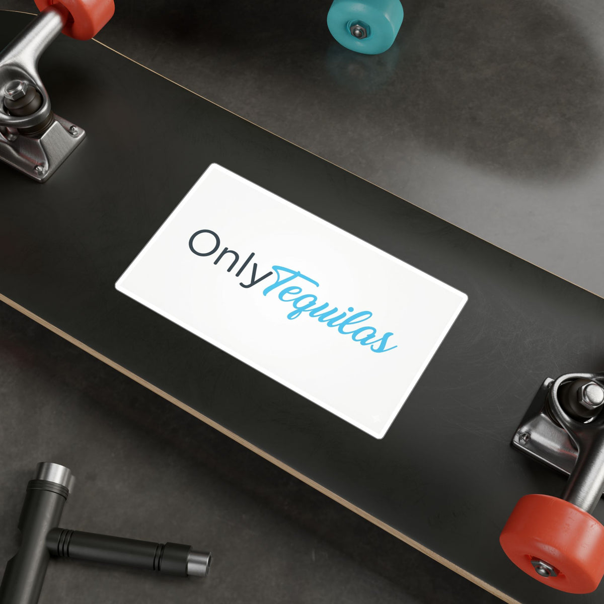 Kiss-Cut Vinyl Decal — "Only Tequilas" Vertical Logo Sticker (Blue & Black)