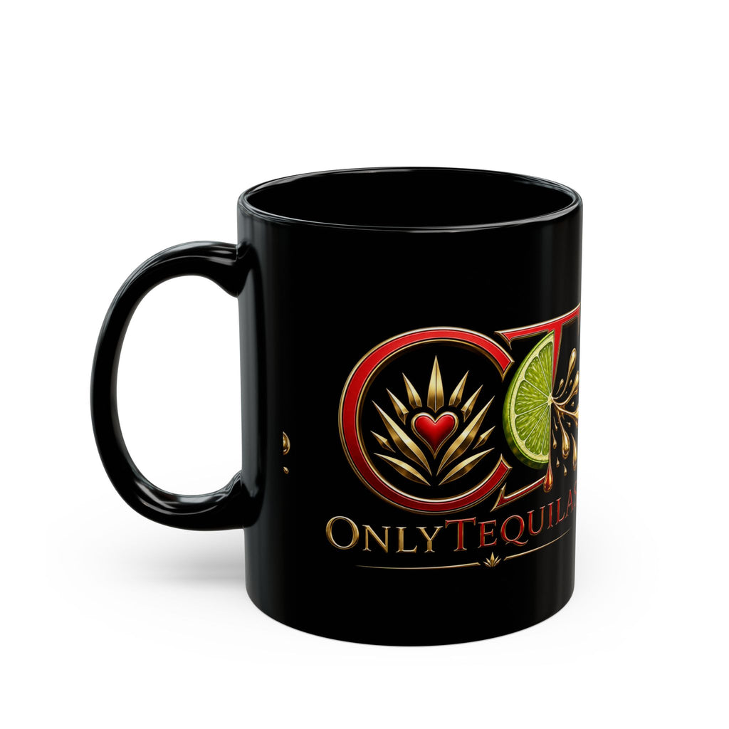 Only Tequilas Black Ceramic Mug – Lime & Agave Bar Coffee Cup (11oz, 15oz)
