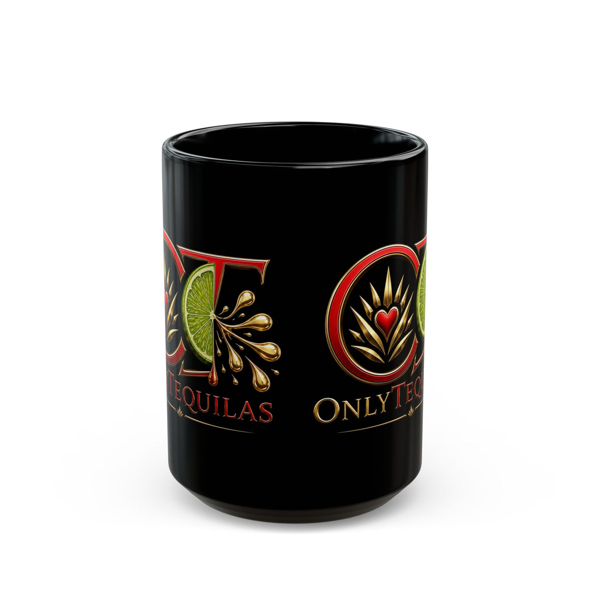 Only Tequilas Black Ceramic Mug – Lime & Agave Bar Coffee Cup (11oz, 15oz)